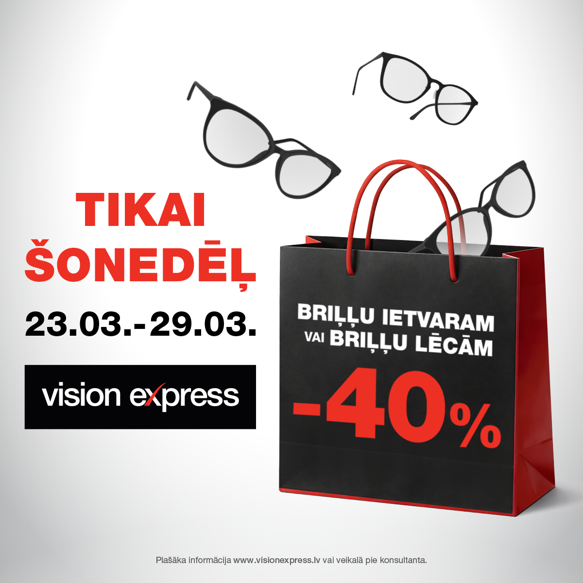 40% atlaide briļļu ietvaram vai briļļu lēcām!