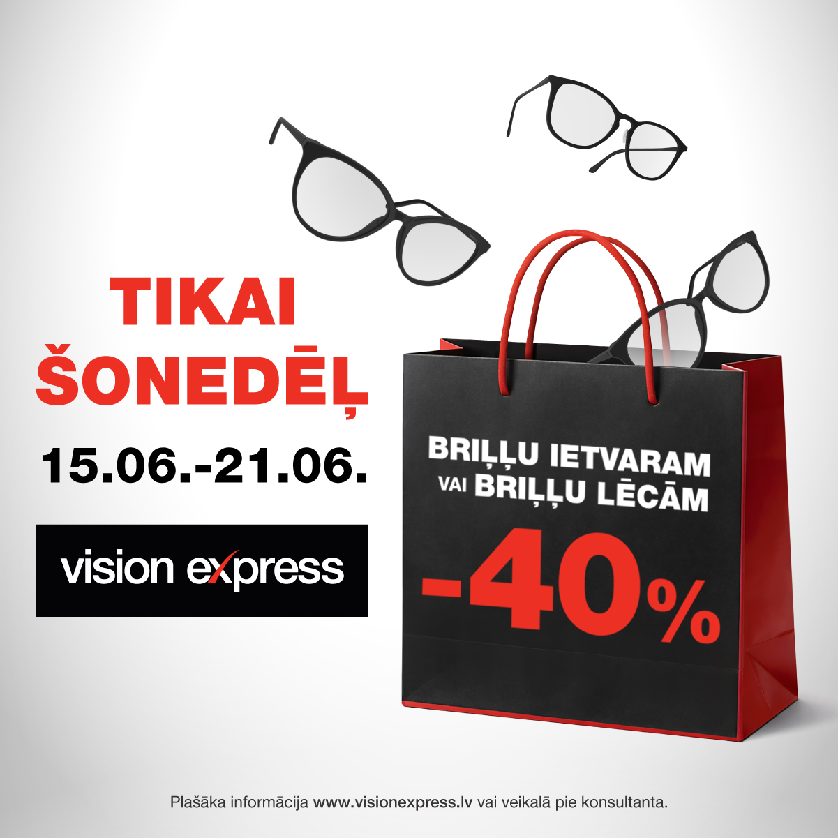 40% atlaide briļļu ietvaram vai briļļu lēcām!*