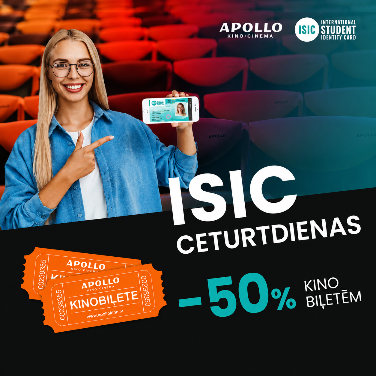 Apollo Kino ISIC ceturtdienas un īpašais piedāvājums
