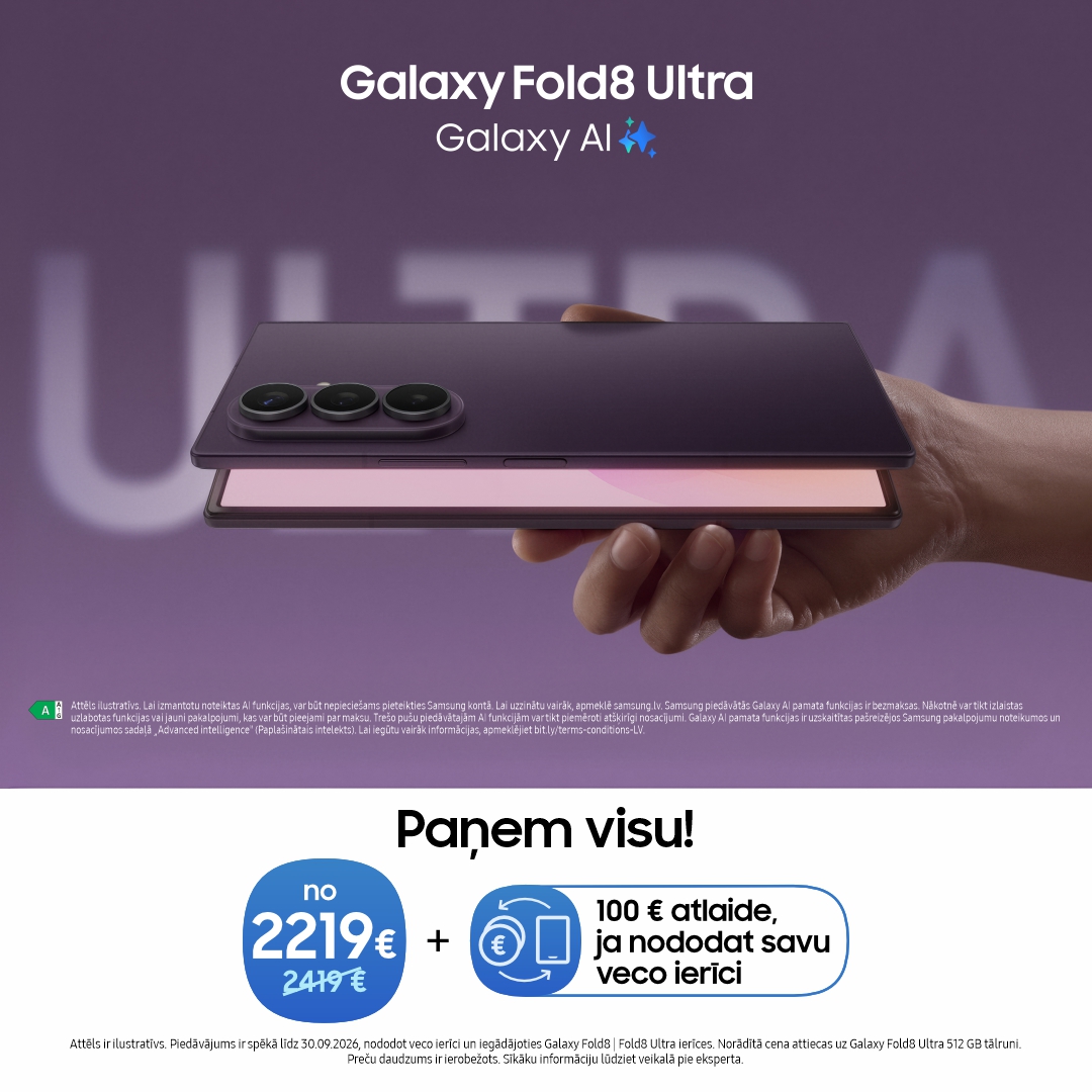 SAMSUNG VEIKALS. Paņem visu – Galaxy Fold8 Ultra