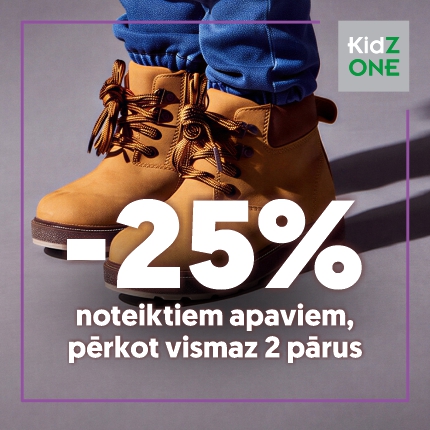 -25% noteiktiem apaviem, pērkot vismaz 2 pārus!